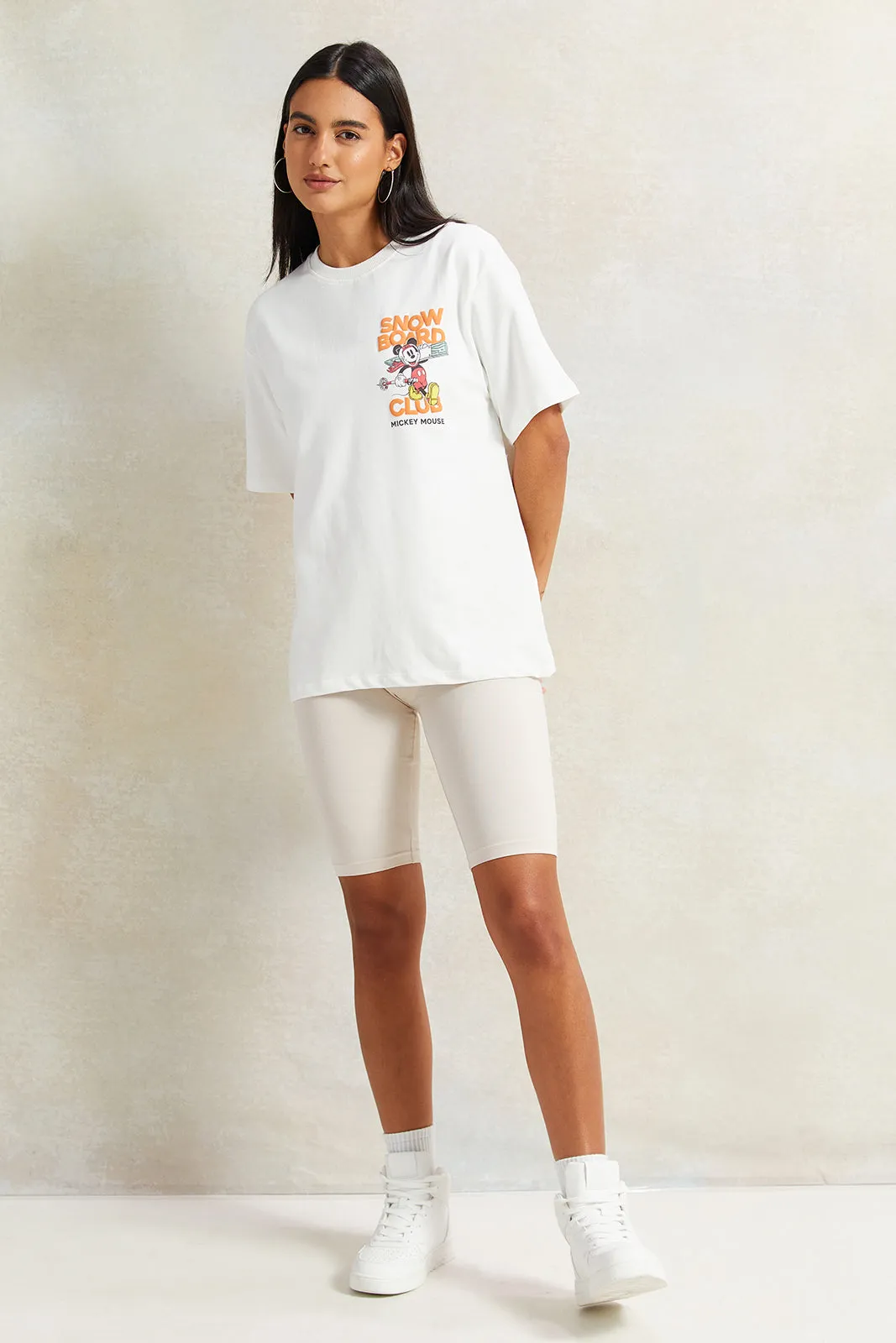 Women Ivory Mickey Mouse Printed T-Shirt sold by Redtag product image thumbnail 2