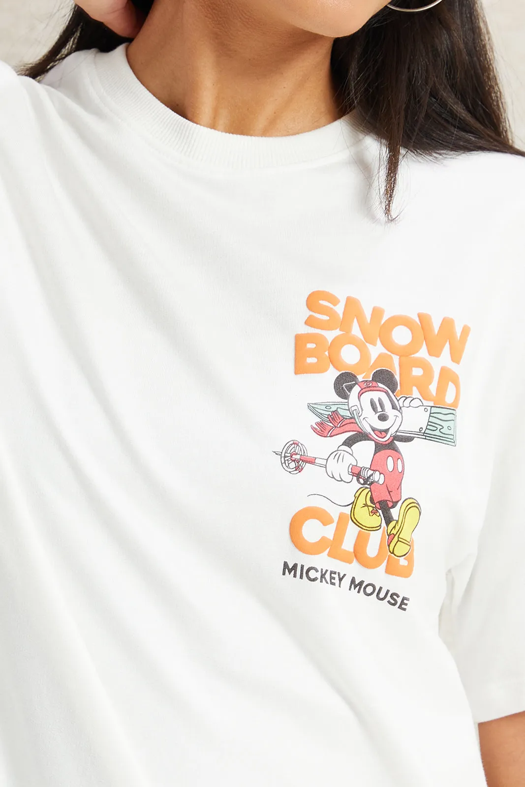 Women Ivory Mickey Mouse Printed T-Shirt sold by Redtag product image thumbnail 4