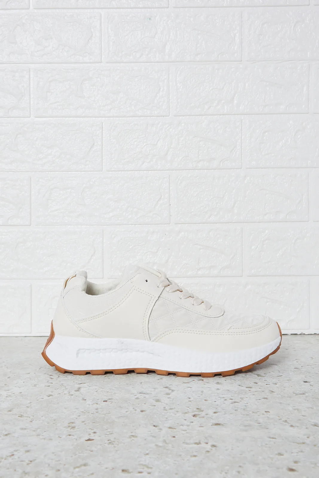 Women Beige Lace Up Sneakers sold by Redtag