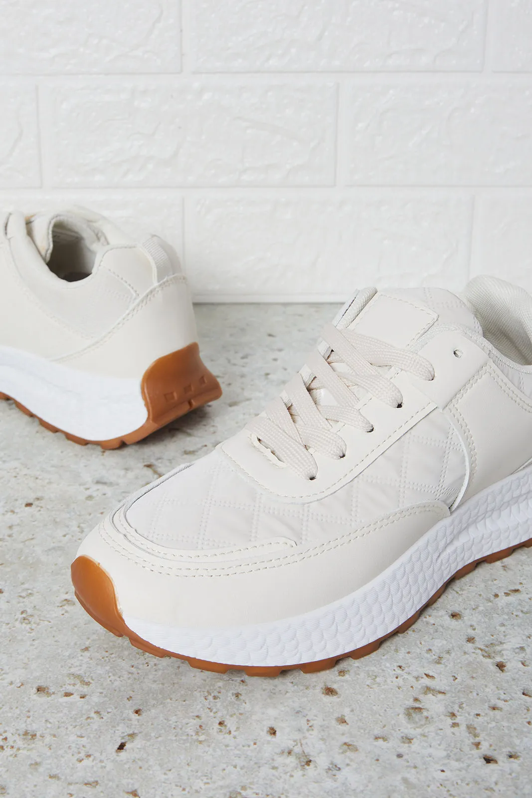 Women Beige Lace Up Sneakers sold by Redtag product image thumbnail 3