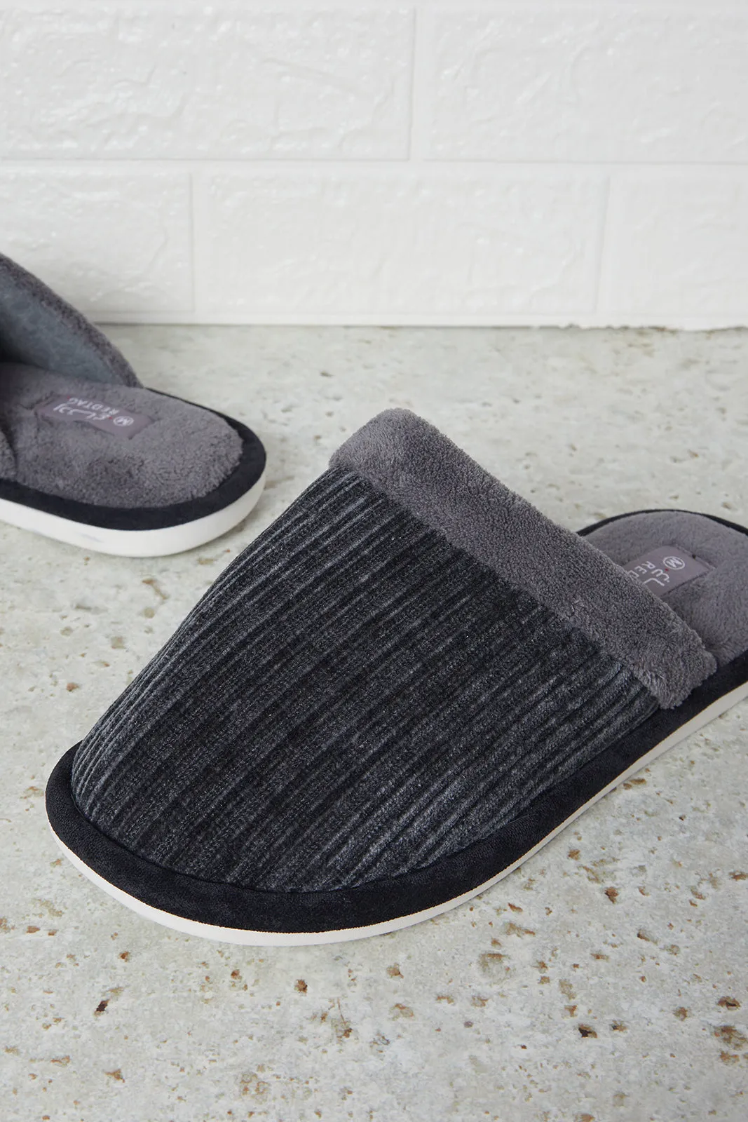 Men Charcoal Mule Slipper sold by Redtag product image thumbnail 3