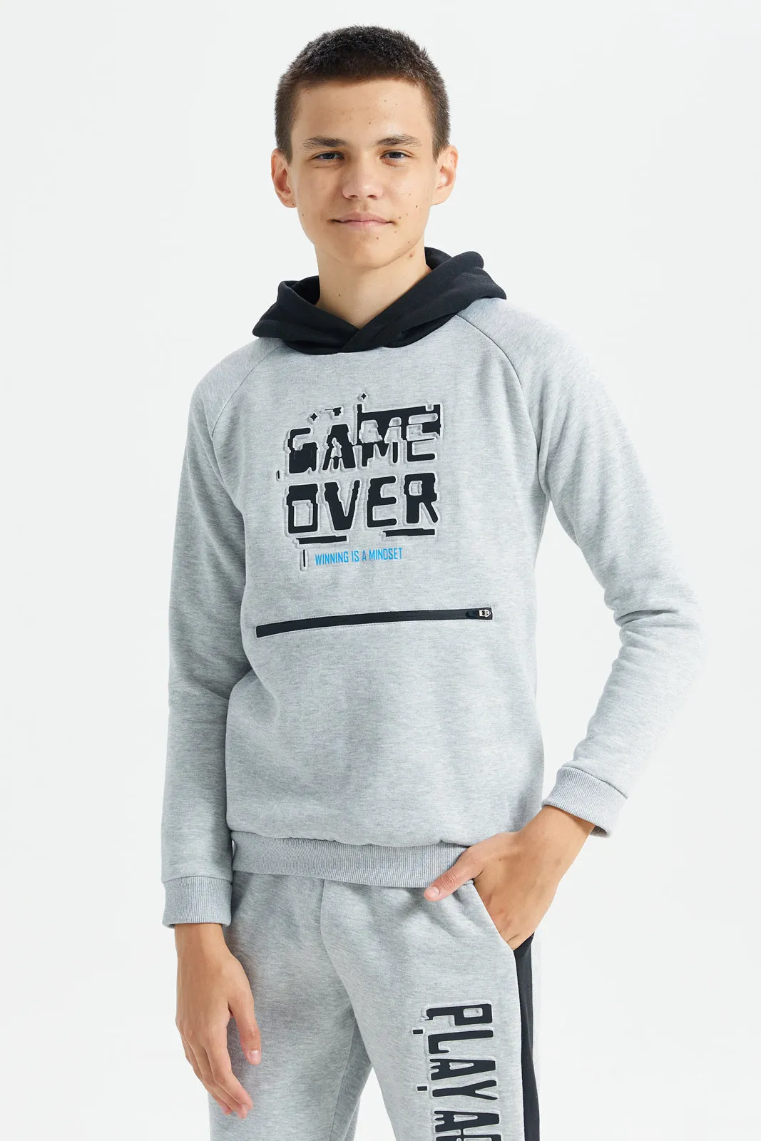 Senior Boys Grey Embossed Jogger Set (2 Piece) sold by Redtag product image thumbnail 2