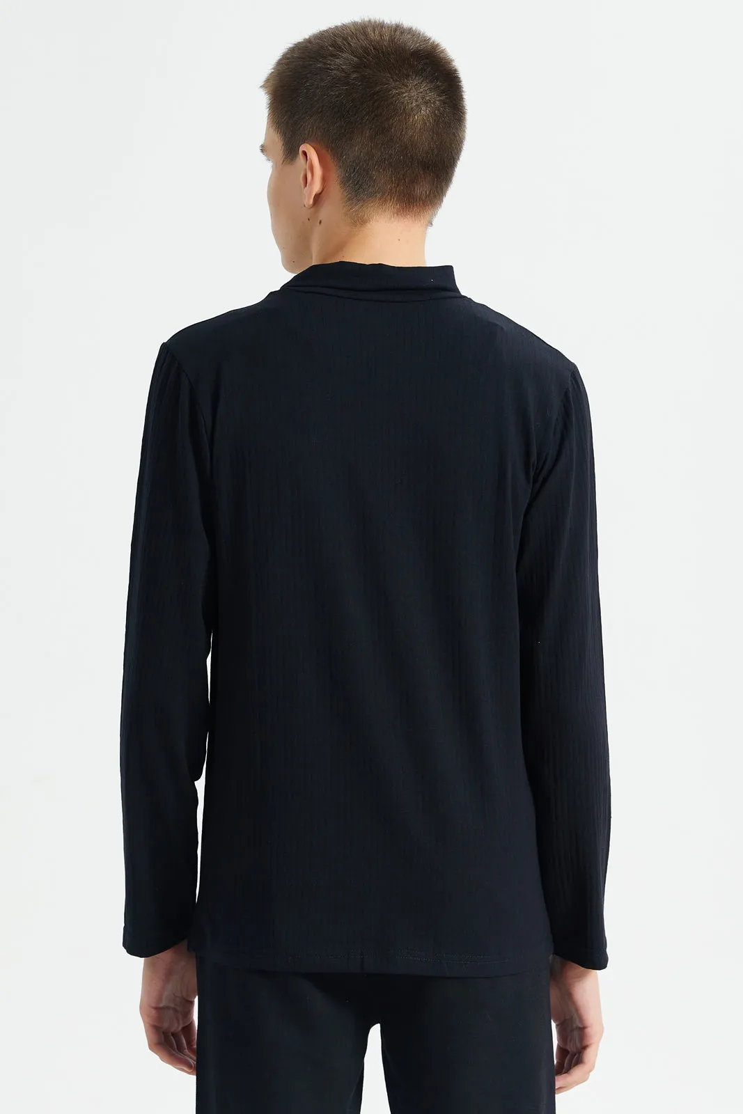 Senior Boys Black High Neck T-Shirt sold by Redtag product image thumbnail 3