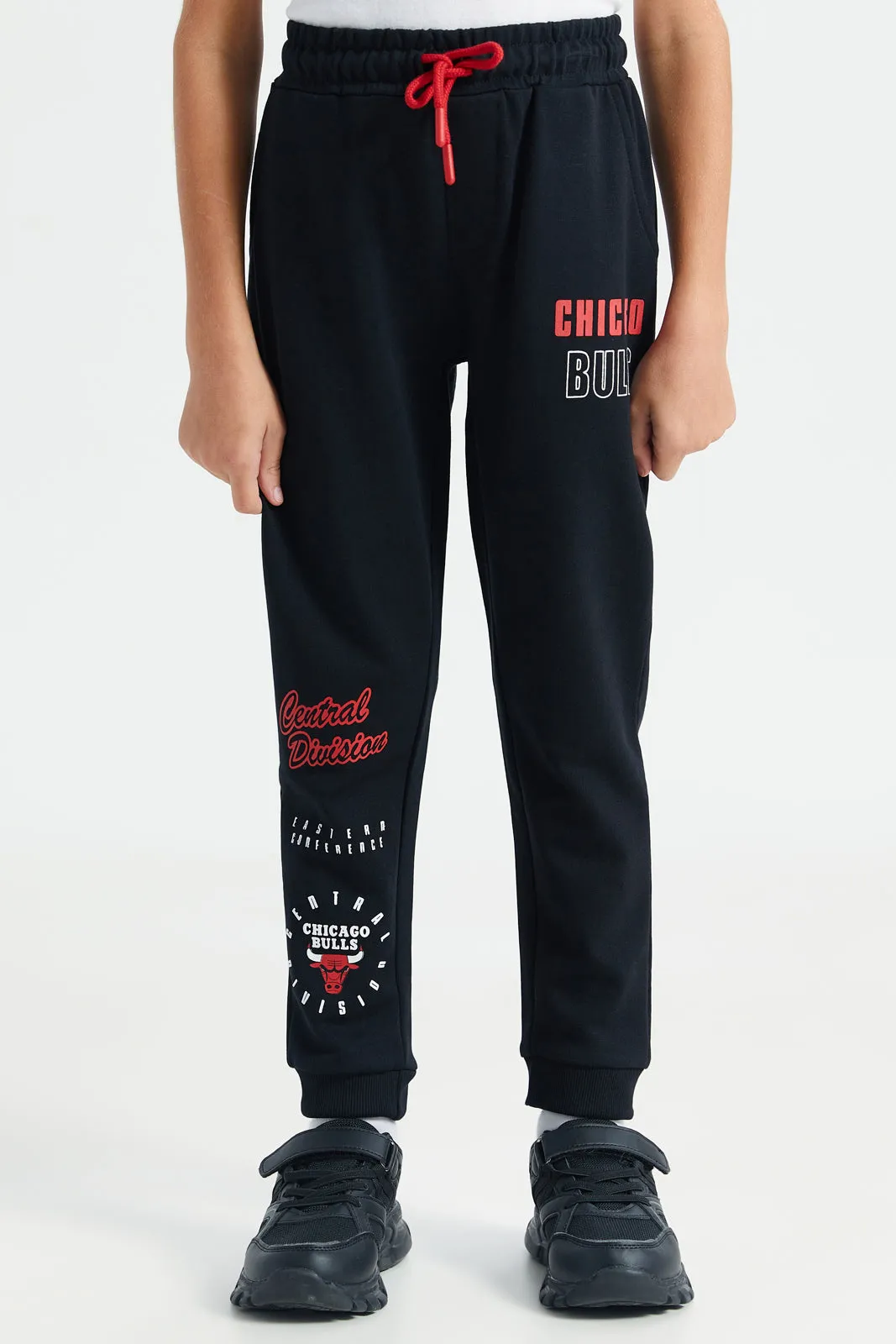 Boys Black Chicago Bulls Printed Track Pants sold by Redtag