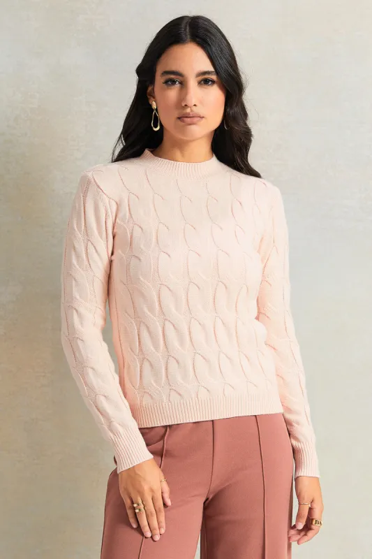 Women Pink Textured Sweater sold by Redtag
