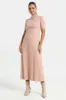 Women Pink High-Neck Ribbed Dress sold by Redtag