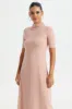 Women Pink High-Neck Ribbed Dress sold by Redtag