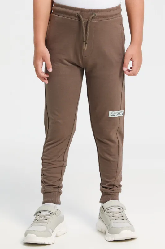 Boys Brown Jogger Pants sold by Redtag
