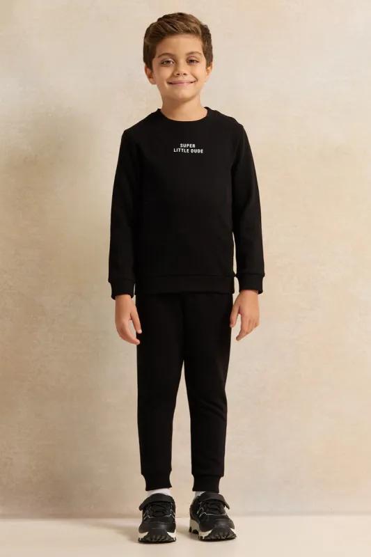 Boys Black Crew Neck Jogging Set (2 Piece) sold by Redtag