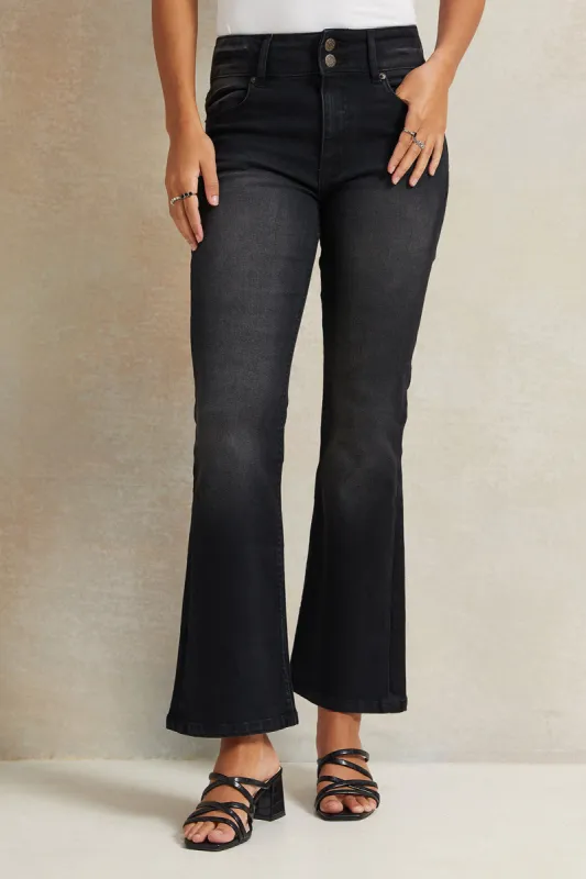 Women Black Flared Jeans sold by Redtag