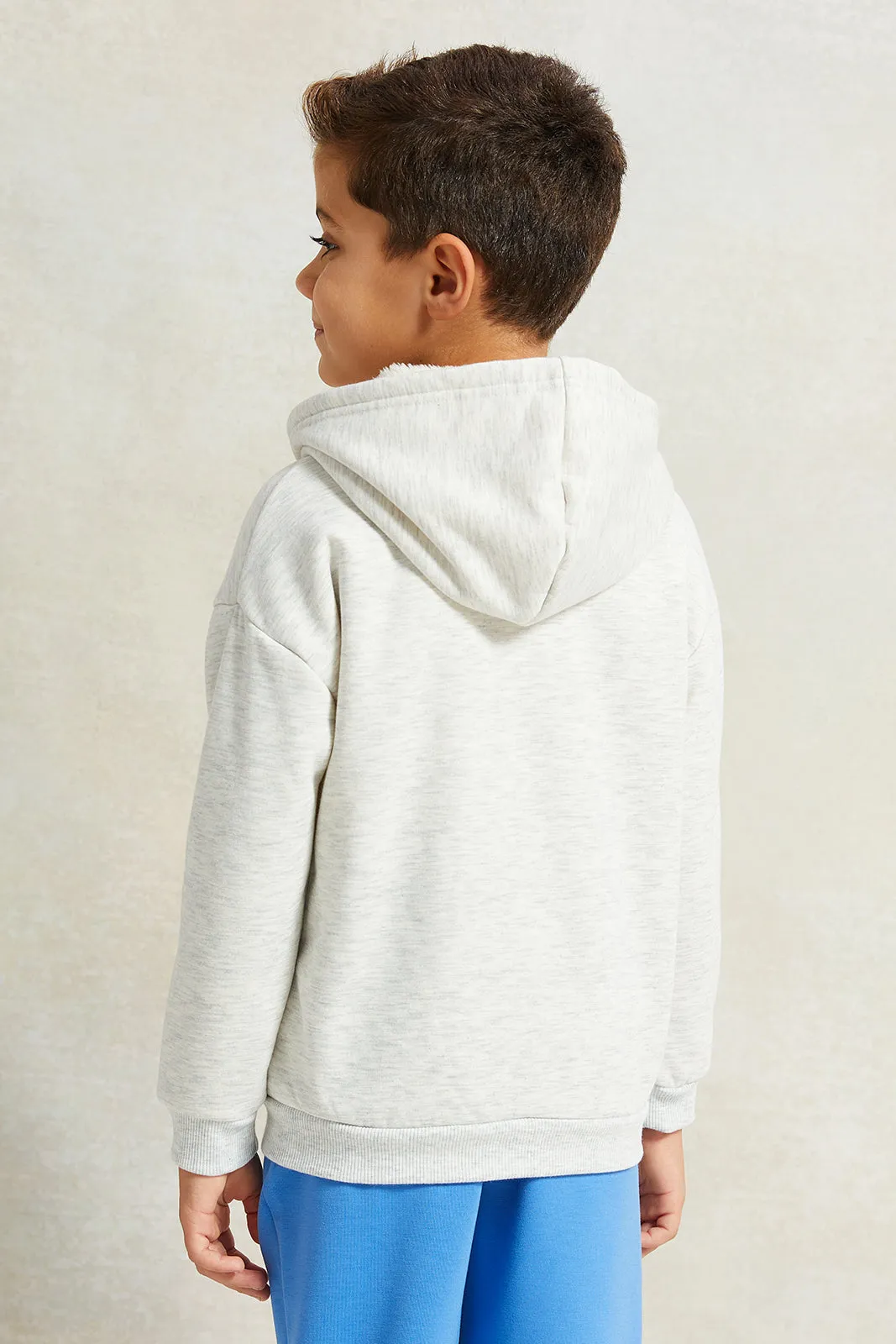 Boys Grey Fur Hooded Sweatshirt sold by Redtag product image thumbnail 3