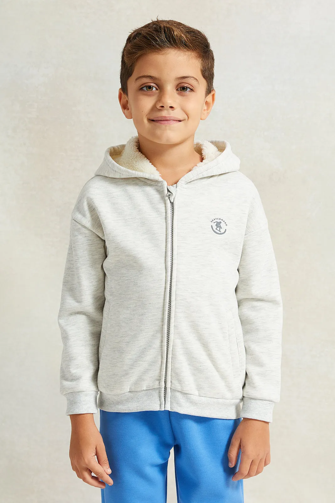 Boys Grey Fur Hooded Sweatshirt sold by Redtag