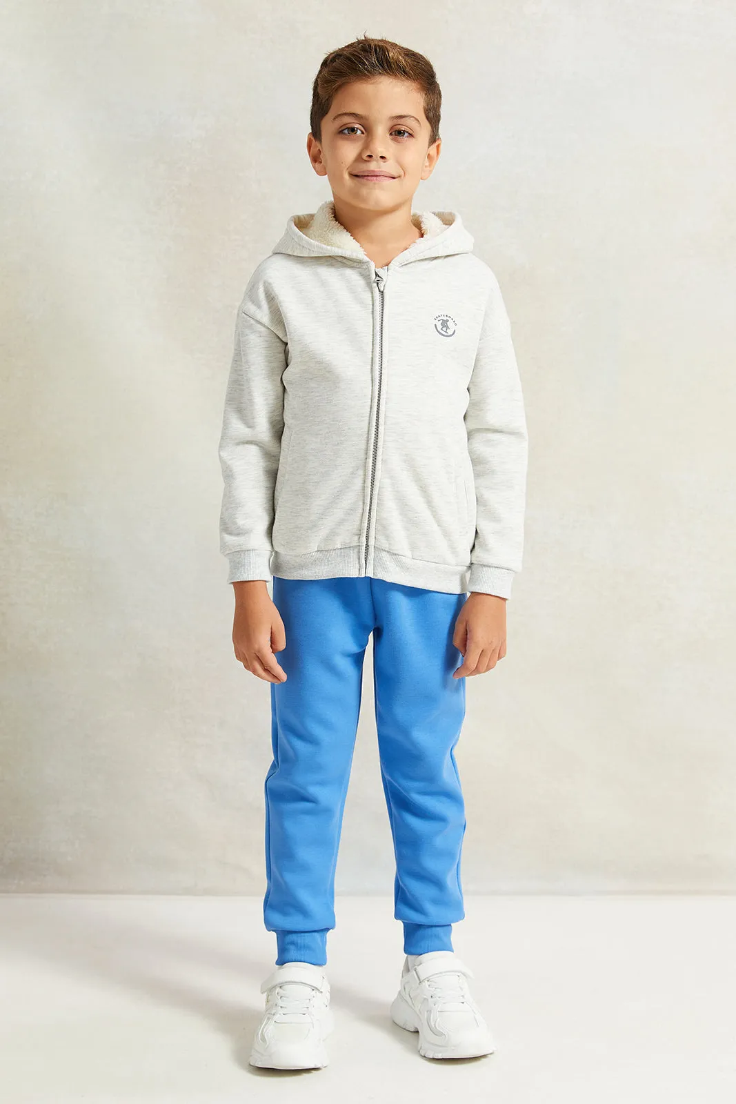 Boys Grey Fur Hooded Sweatshirt sold by Redtag product image thumbnail 2