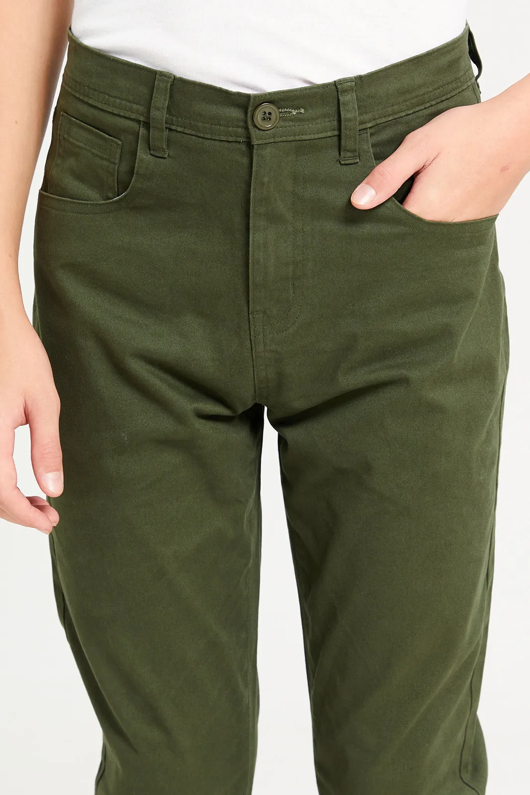 Senior Boys Olive 5 Pocket Table Trousers sold by Redtag product image thumbnail 4