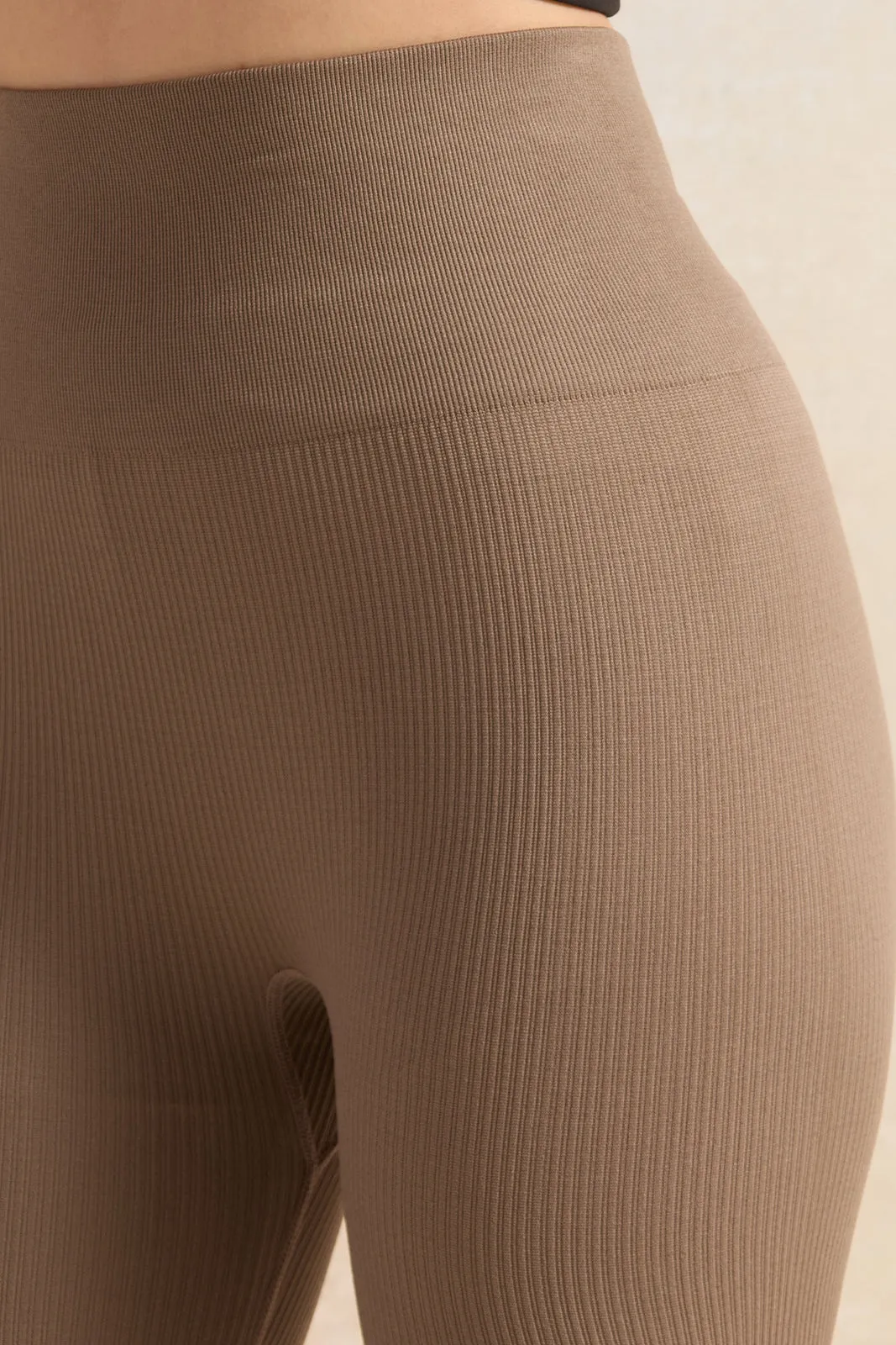 Women Brown Ribbed Seamless Leggings sold by Redtag product image thumbnail 4