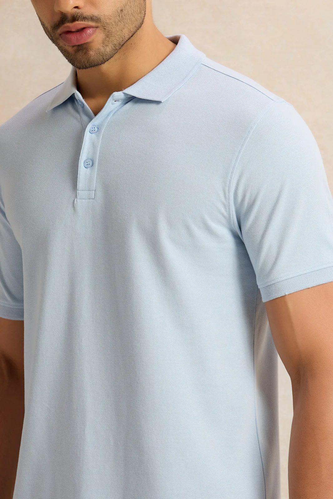 Men Blue Solid Polo Shirt sold by Redtag product image thumbnail 4