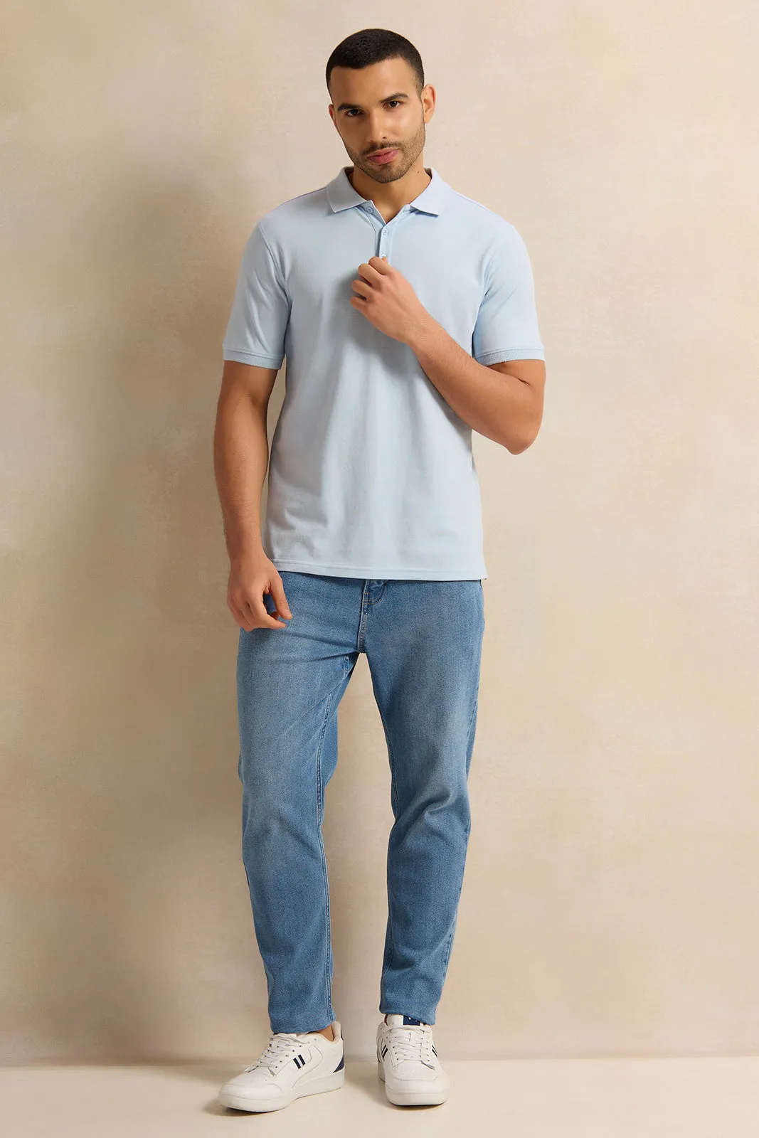Men Blue Solid Polo Shirt sold by Redtag product image thumbnail 2