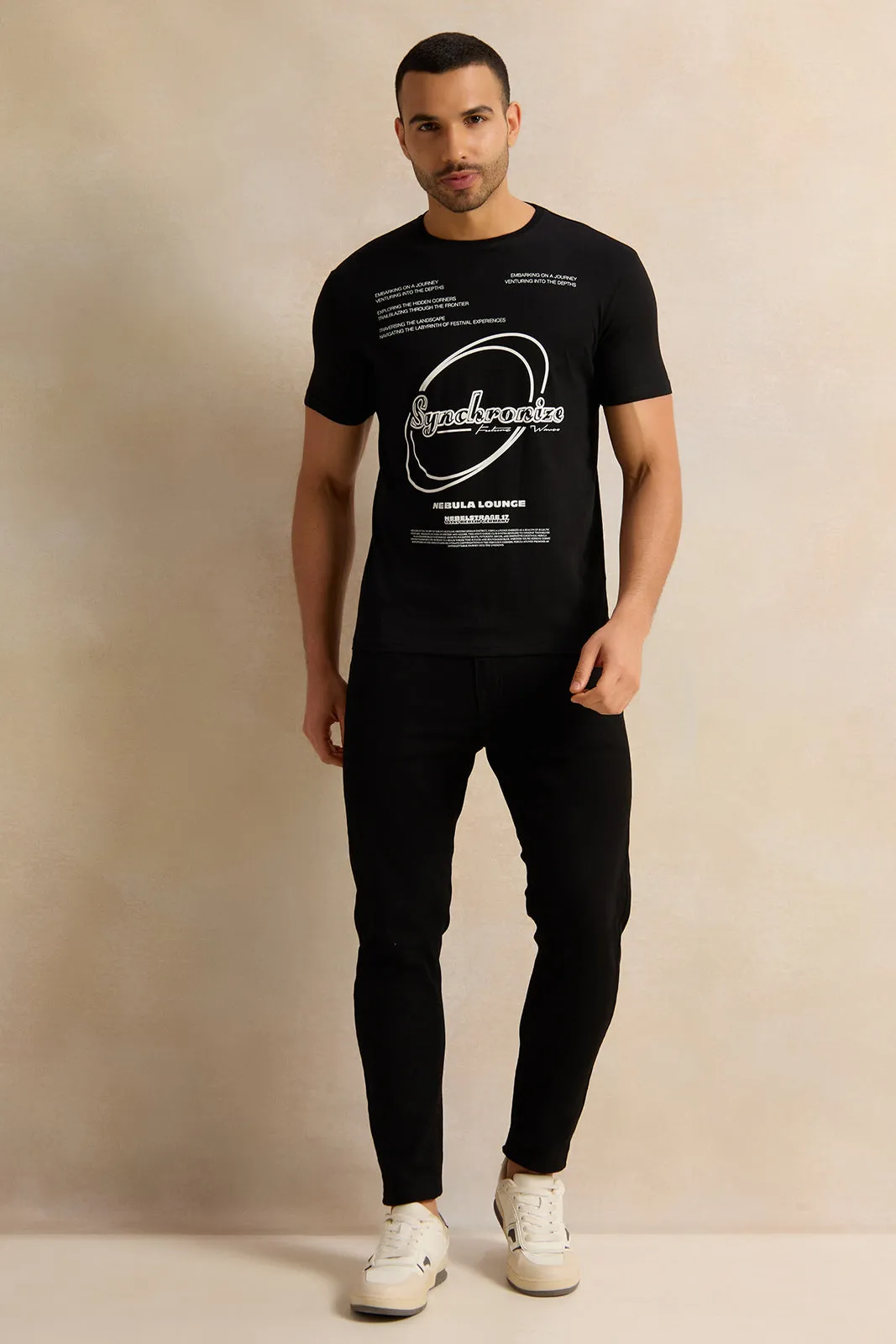 Men Black Graphic T-Shirt sold by Redtag product image thumbnail 2