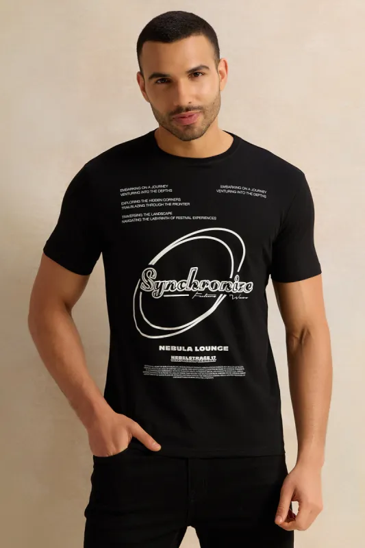 Men Black Graphic T-Shirt sold by Redtag