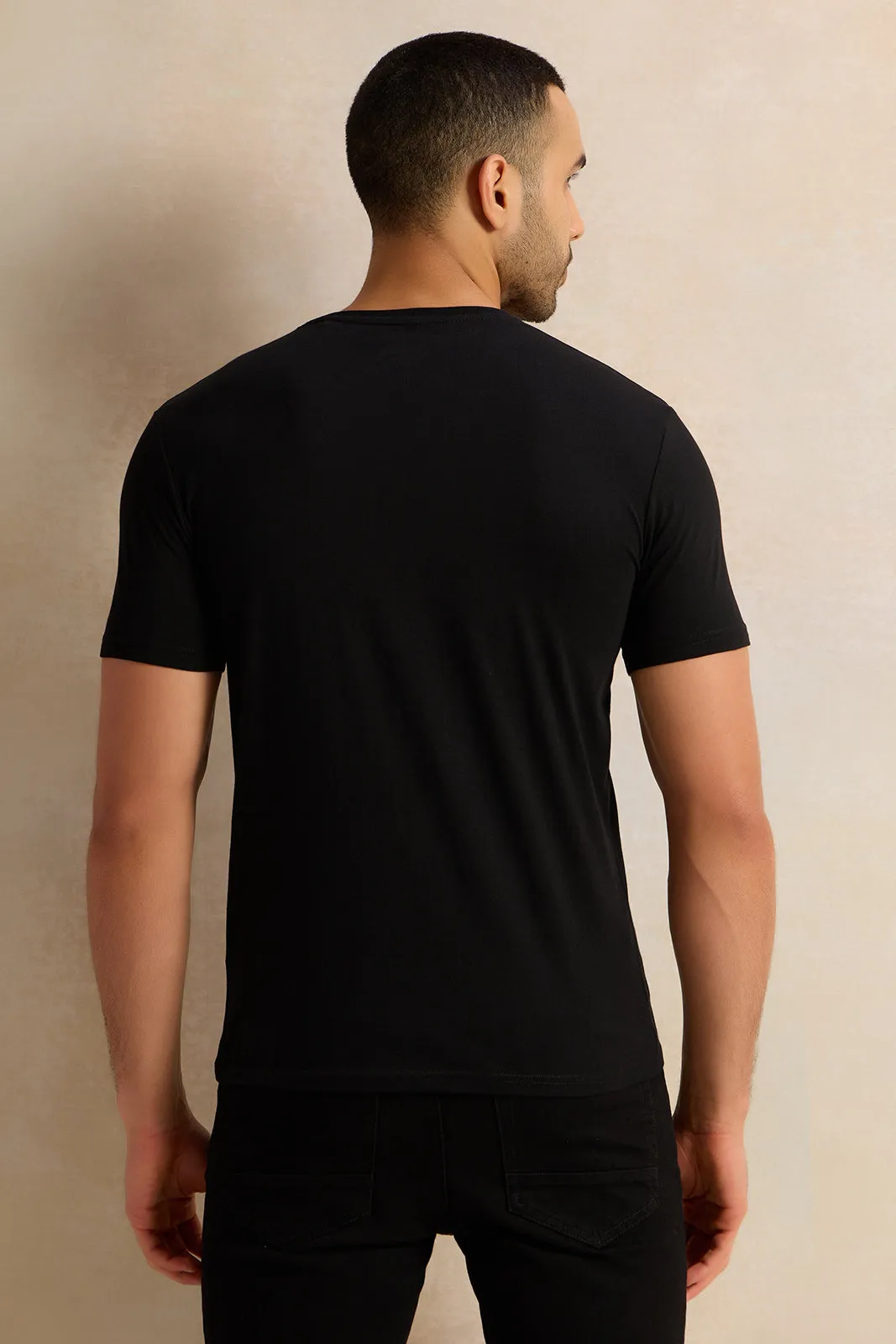 Men Black Graphic T-Shirt sold by Redtag product image thumbnail 3