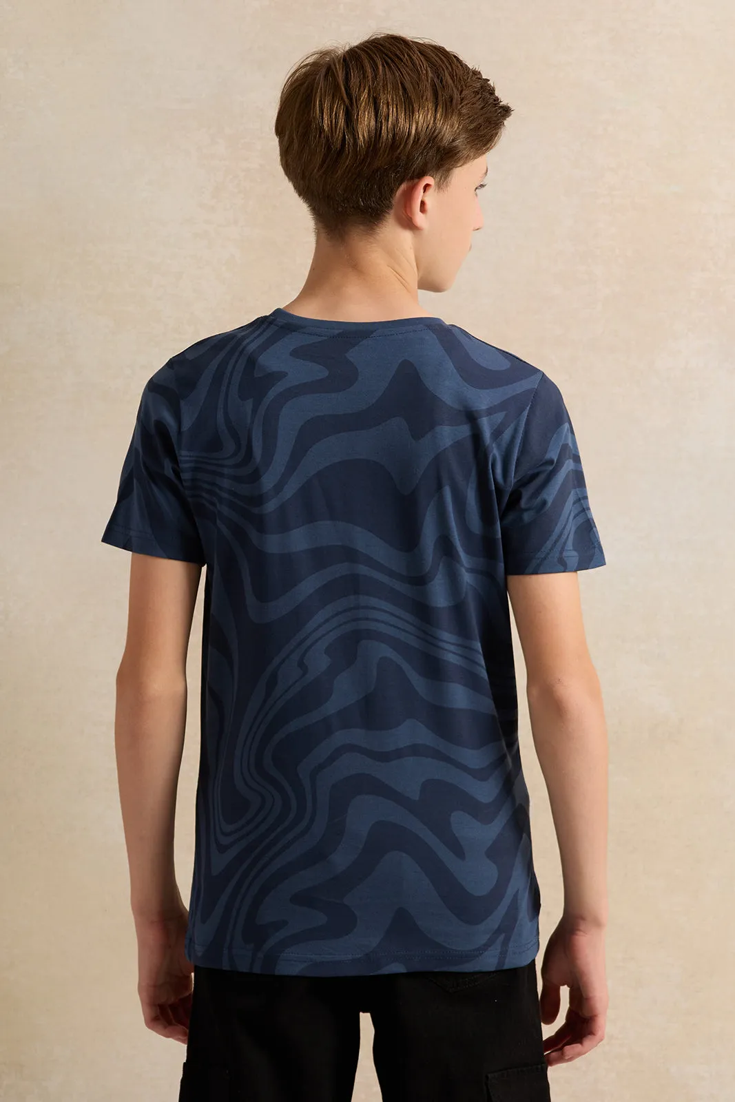Senior Boys Navy Printed T-Shirt sold by Redtag product image thumbnail 3