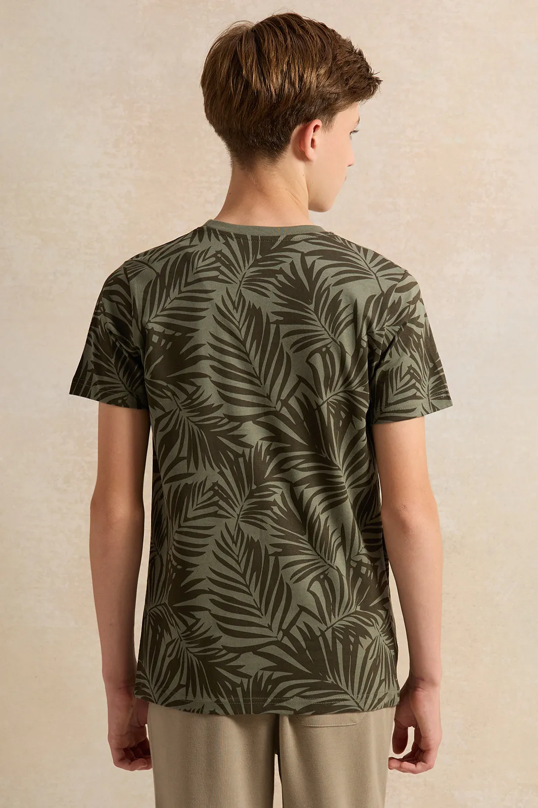 Senior Boys Olive Printed T-Shirt sold by Redtag product image thumbnail 3