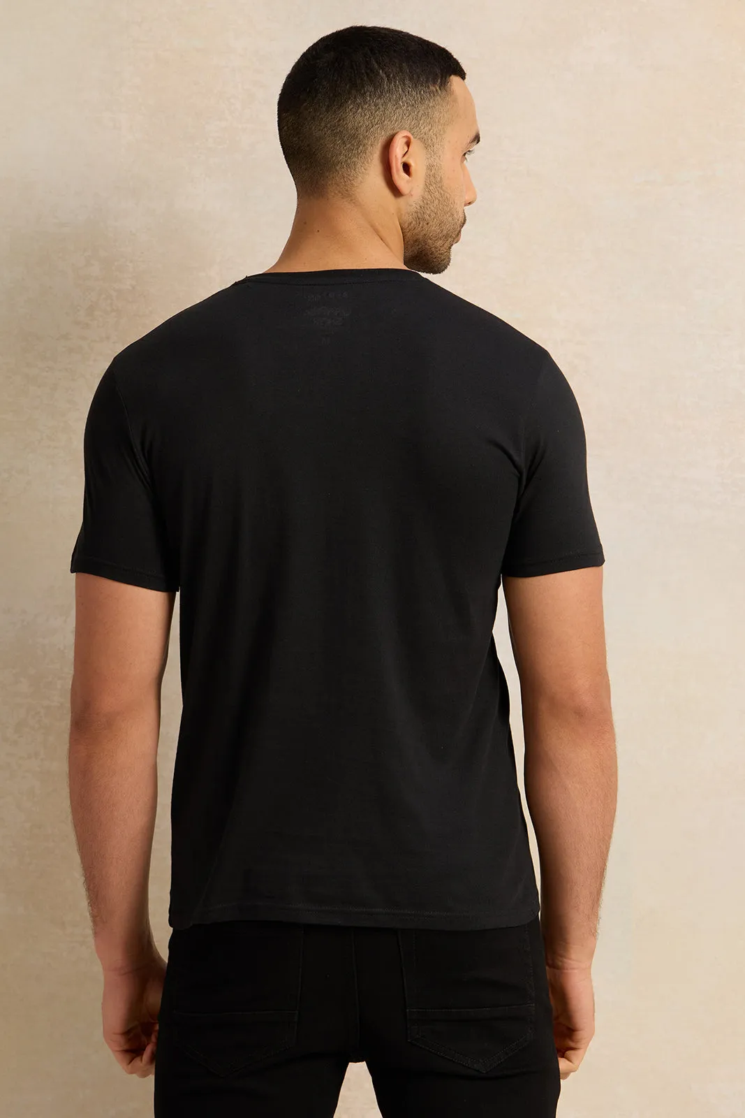 Men Black Printed T-Shirt sold by Redtag product image thumbnail 3