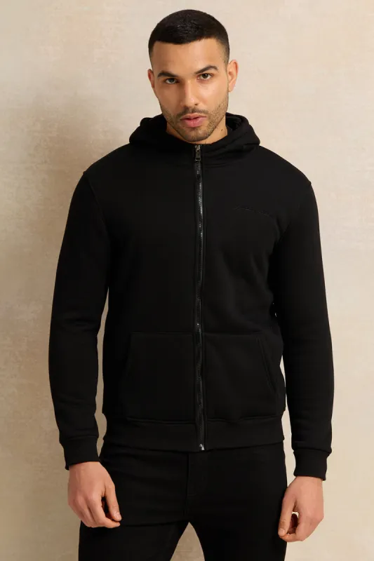Men Black Faux Fur Hoodie sold by Redtag