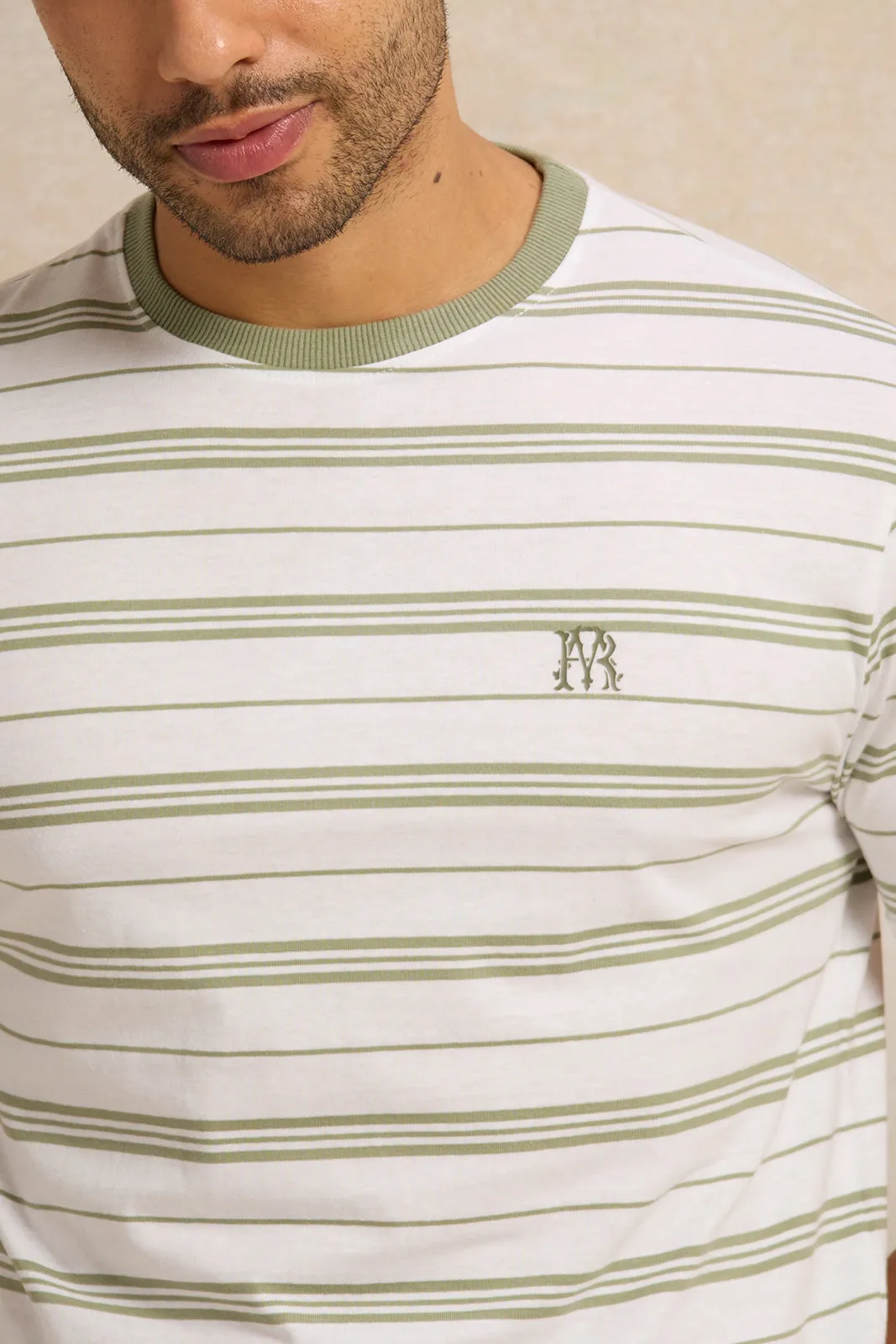 Men Ivory Striped T-Shirt sold by Redtag product image thumbnail 4