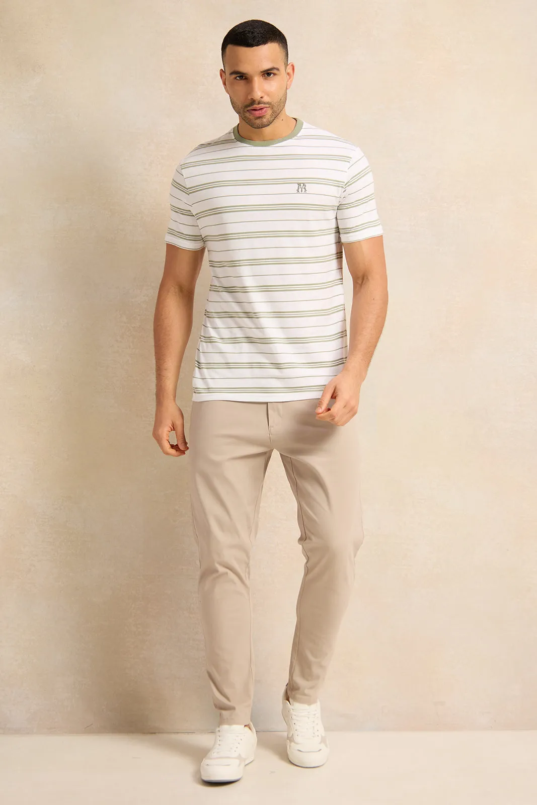 Men Ivory Striped T-Shirt sold by Redtag product image thumbnail 2