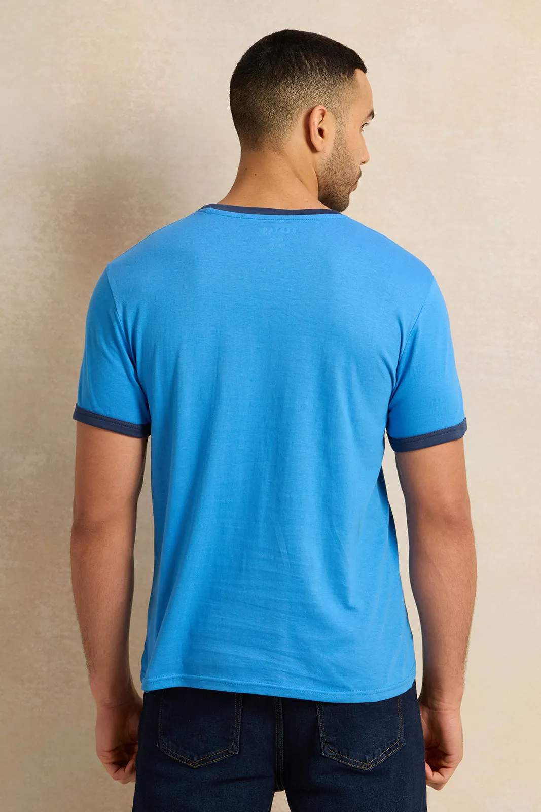 Men Blue Graphic T-Shirt sold by Redtag product image thumbnail 3