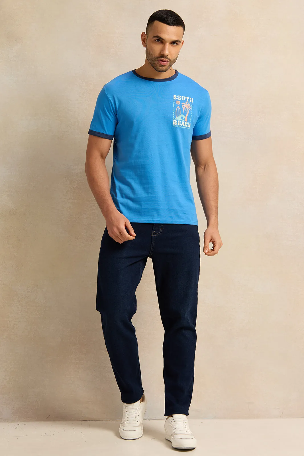 Men Blue Graphic T-Shirt sold by Redtag product image thumbnail 2