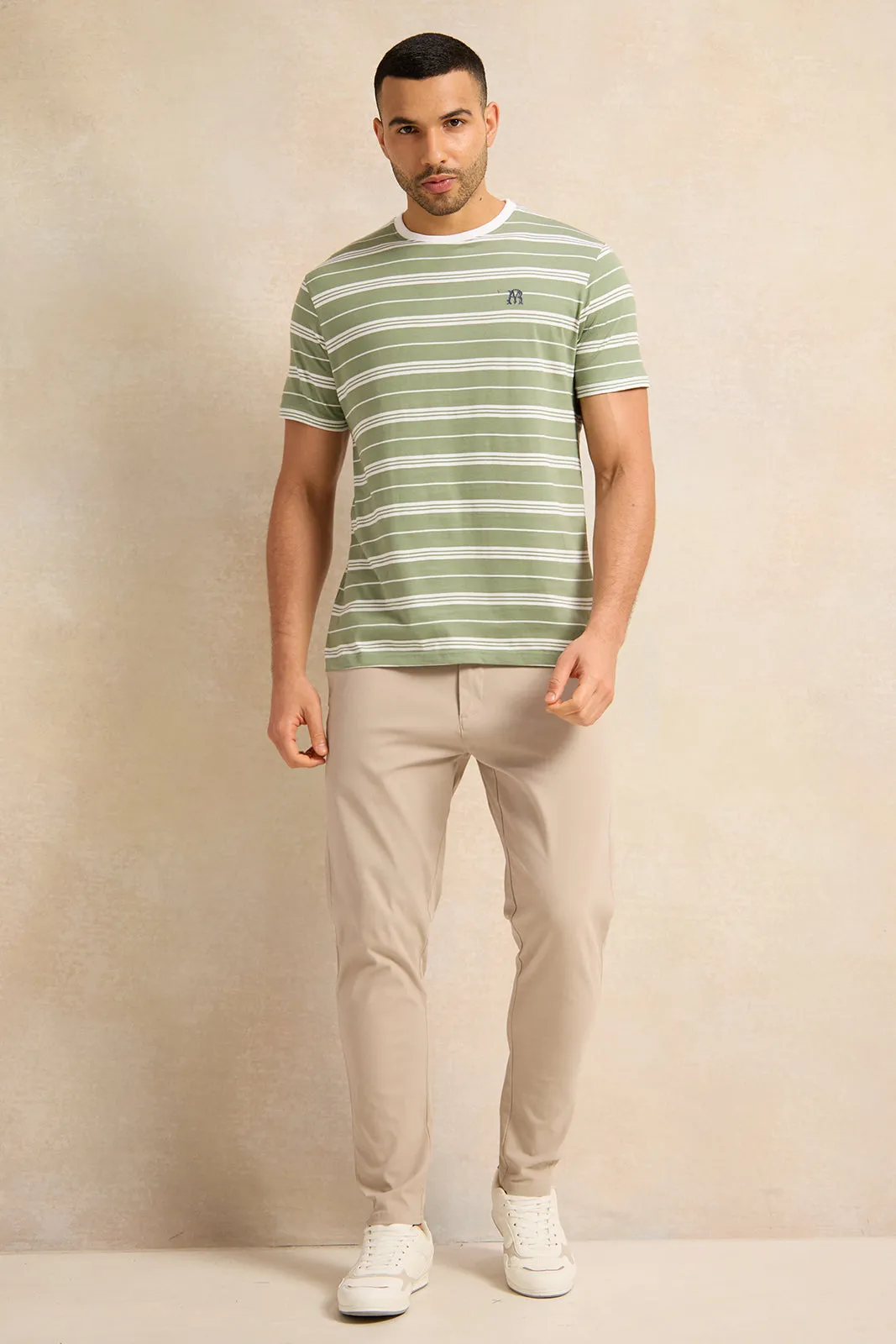 Men Green Striped T-Shirt sold by Redtag product image thumbnail 2