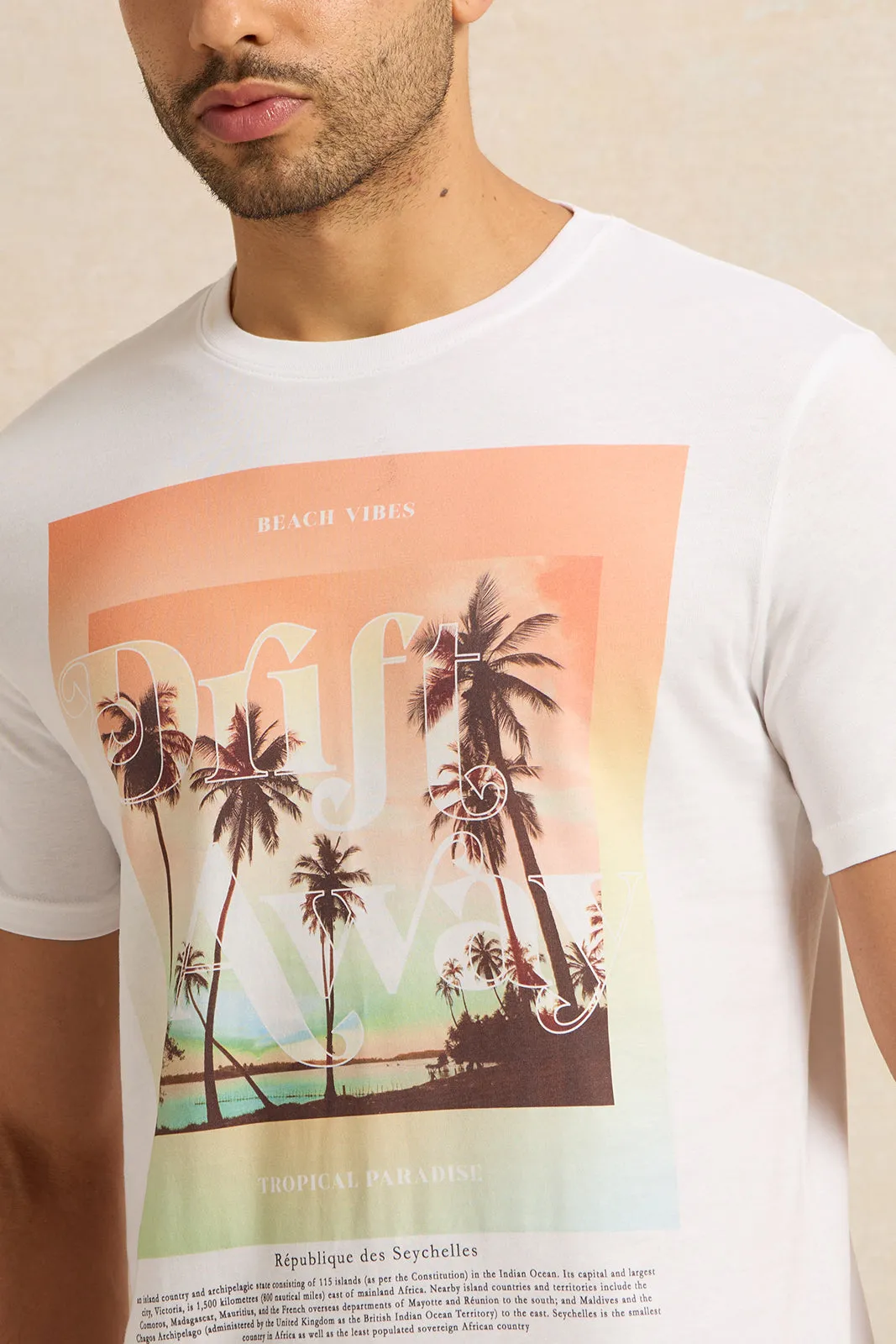 Men White Printed T-Shirt sold by Redtag product image thumbnail 4