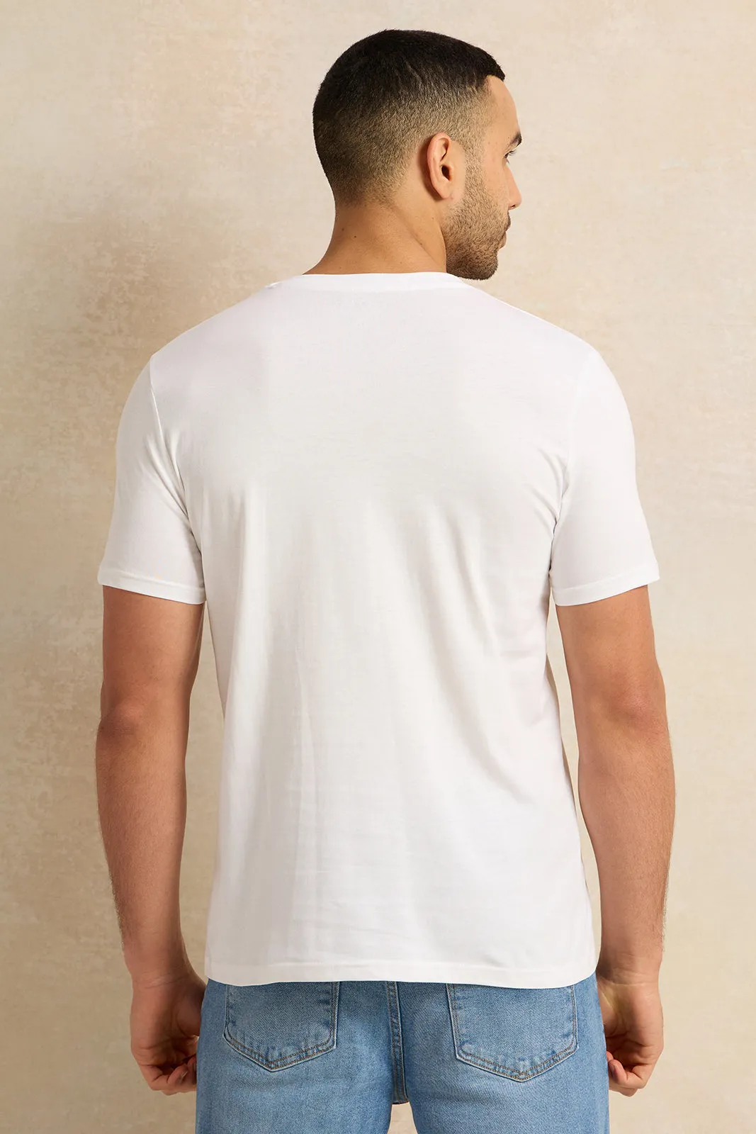 Men White Printed T-Shirt sold by Redtag product image thumbnail 3