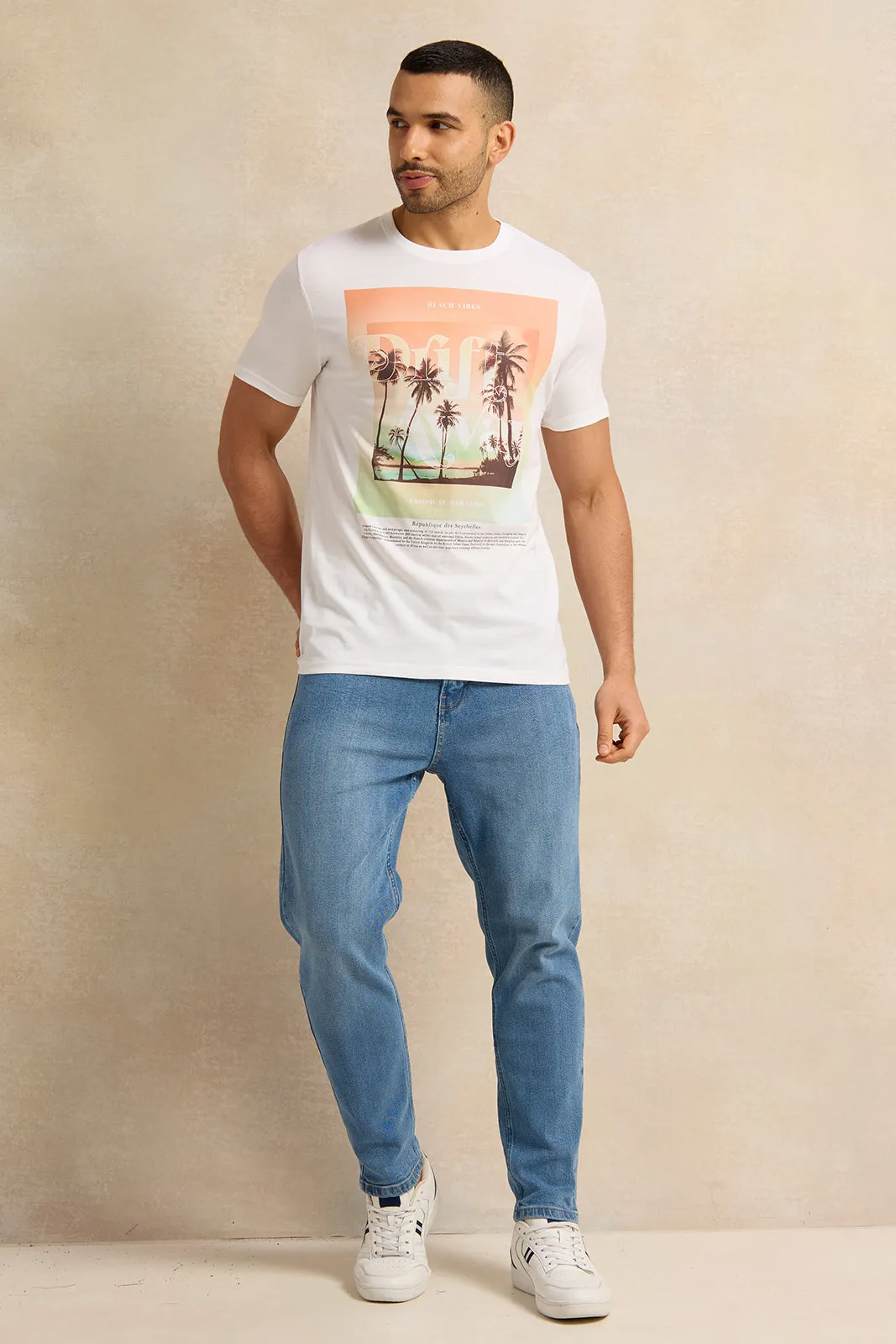 Men White Printed T-Shirt sold by Redtag product image thumbnail 2