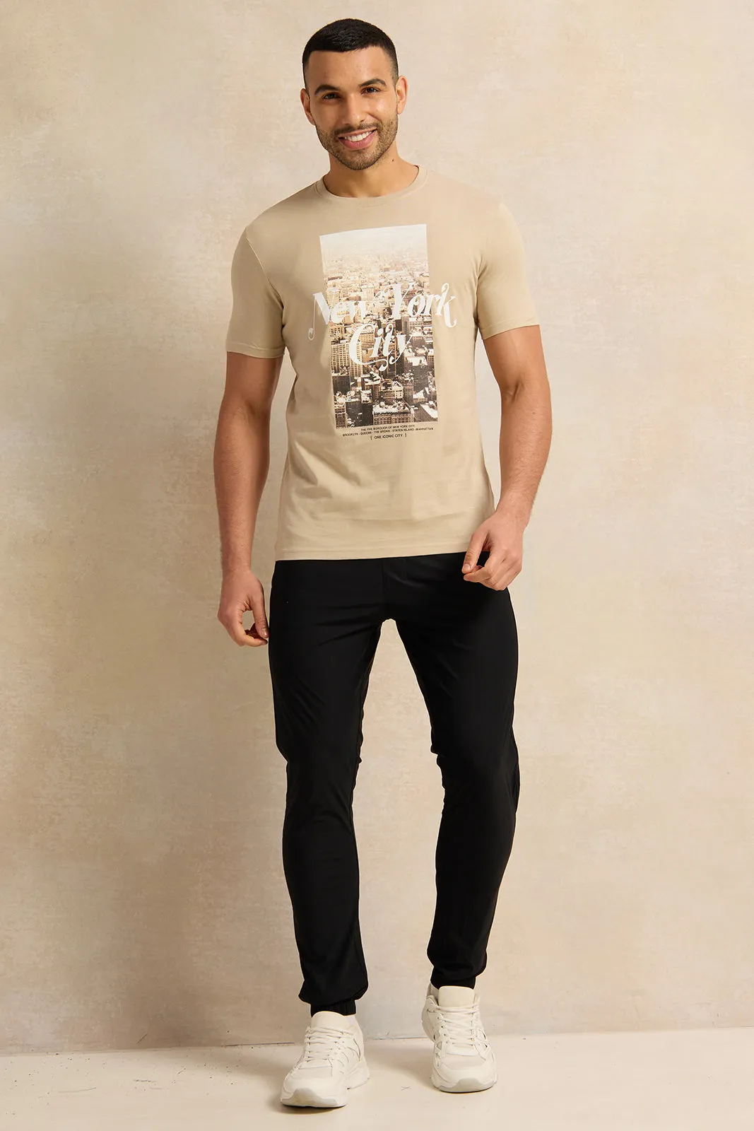 Men Beige Printed T-Shirt sold by Redtag product image thumbnail 2