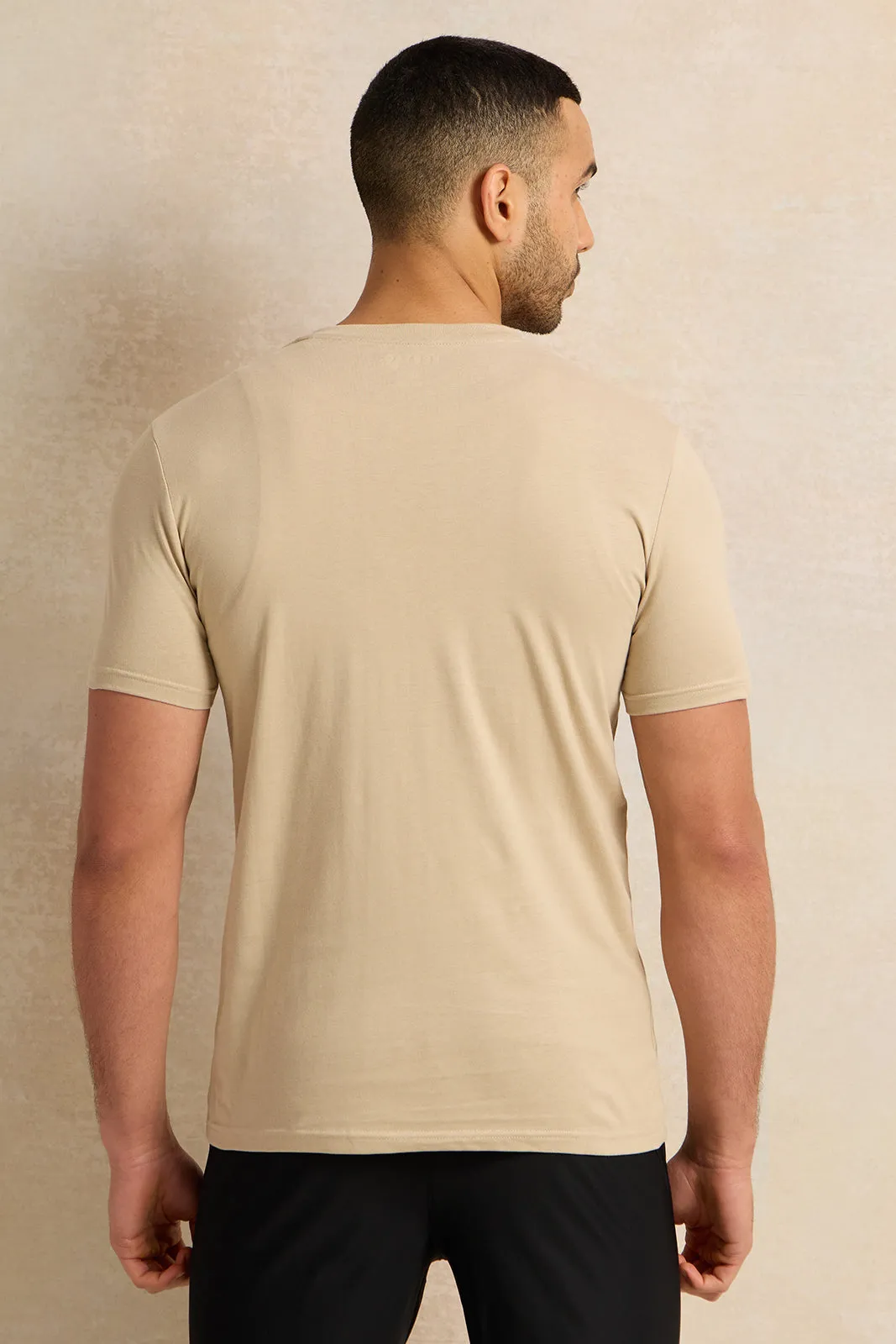 Men Beige Printed T-Shirt sold by Redtag product image thumbnail 3