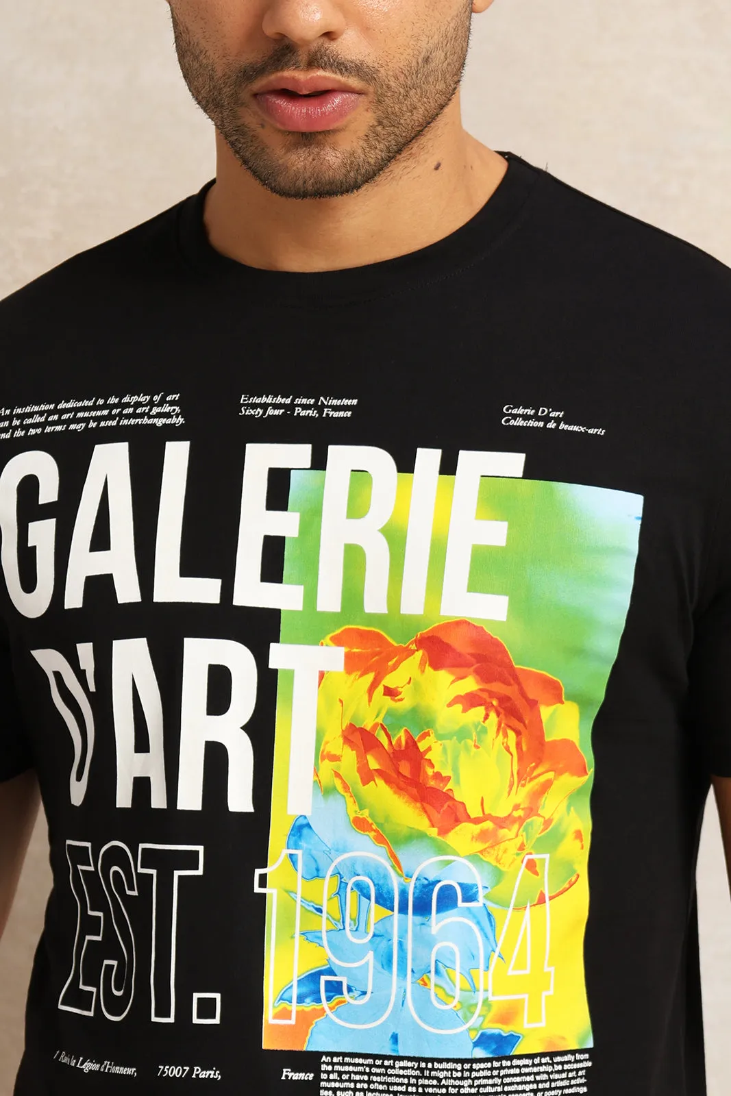 Men Black Printed T-Shirt sold by Redtag product image thumbnail 4