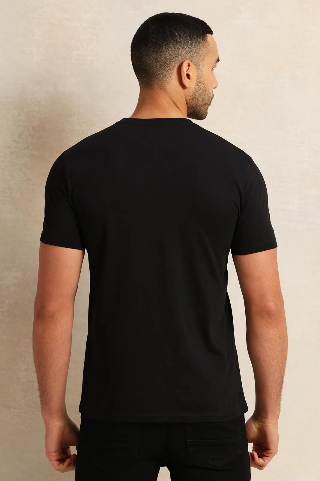 Men Black Printed T-Shirt sold by Redtag product image thumbnail 3