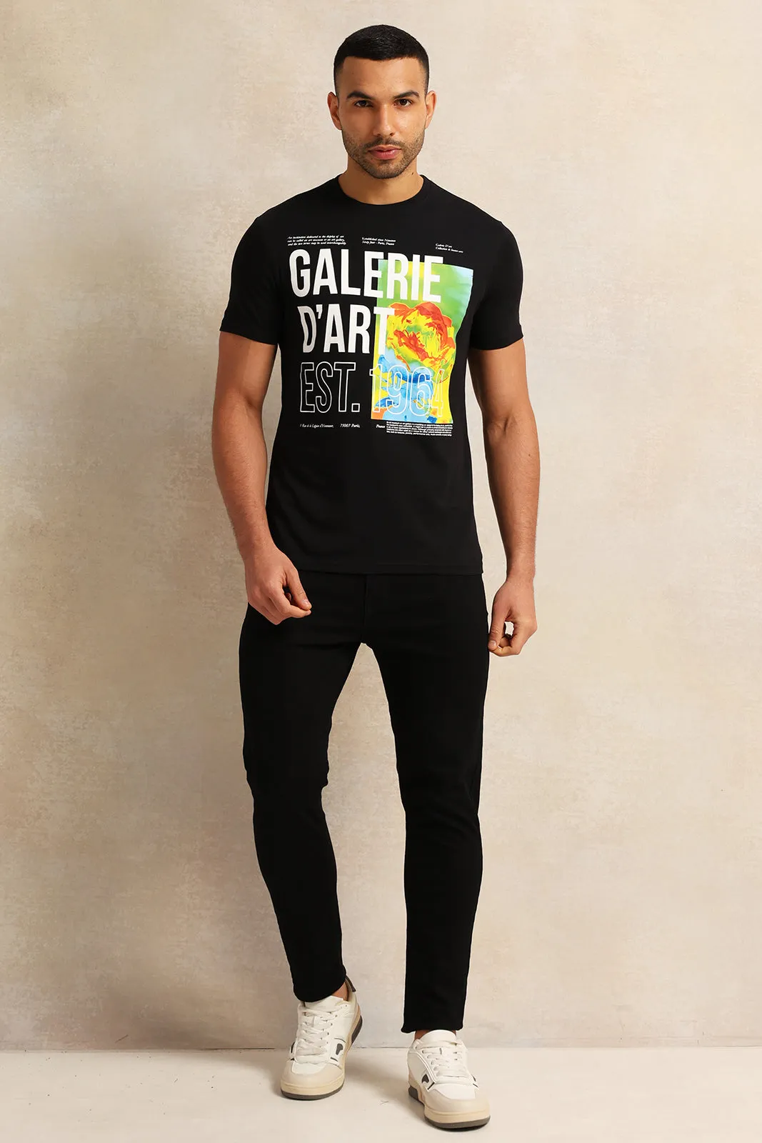 Men Black Printed T-Shirt sold by Redtag product image thumbnail 2