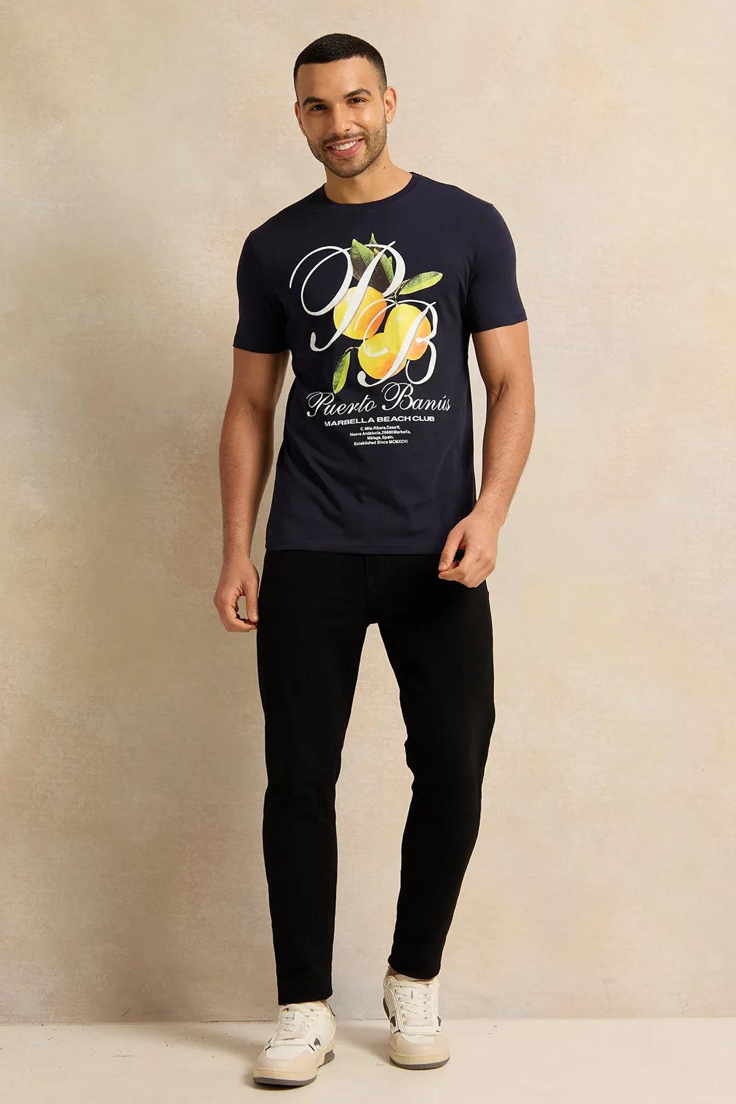 Men Charcoal Printed T-Shirt sold by Redtag product image thumbnail 2