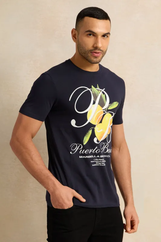 Men Charcoal Printed T-Shirt sold by Redtag