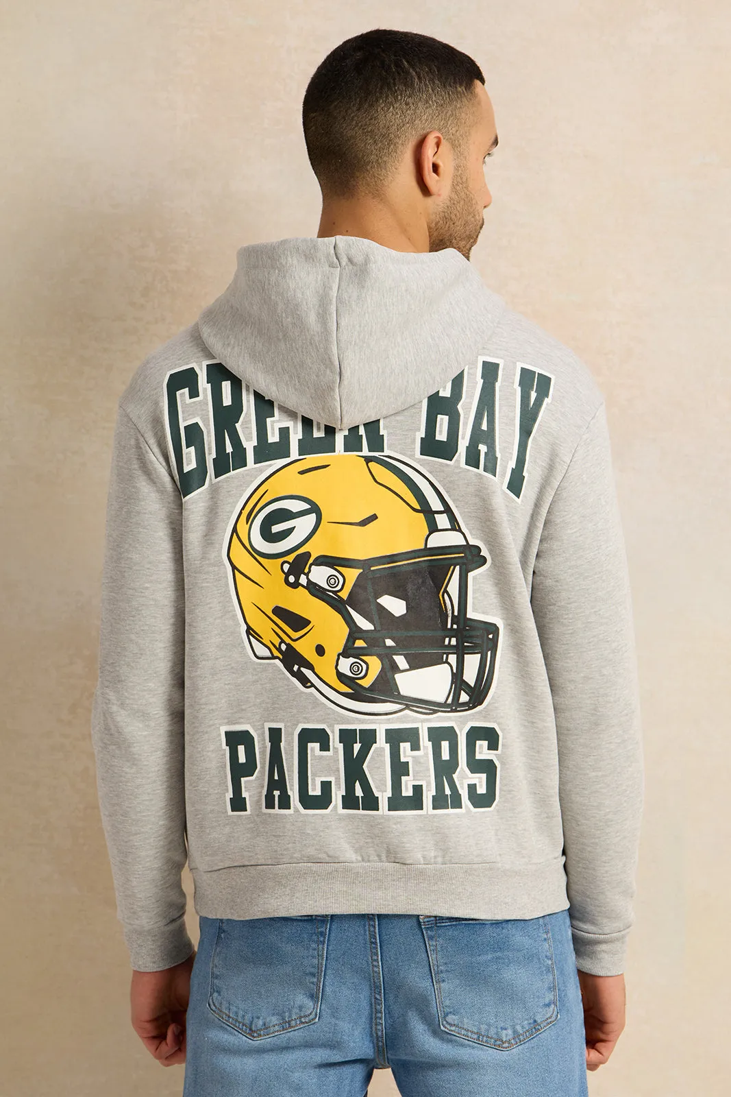 Men Grey Printed Hooded Sweatshirt sold by Redtag product image thumbnail 3