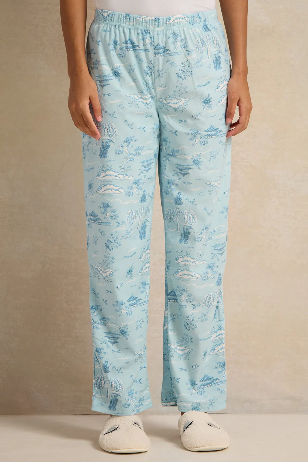 Women Blue Flannel Table Pyjama Set (2 Piece) sold by Redtag product image thumbnail 3