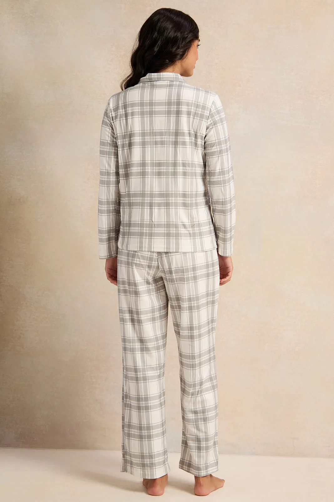 Women White Checkered Pajama Set (2 Piece) sold by Redtag product image thumbnail 4