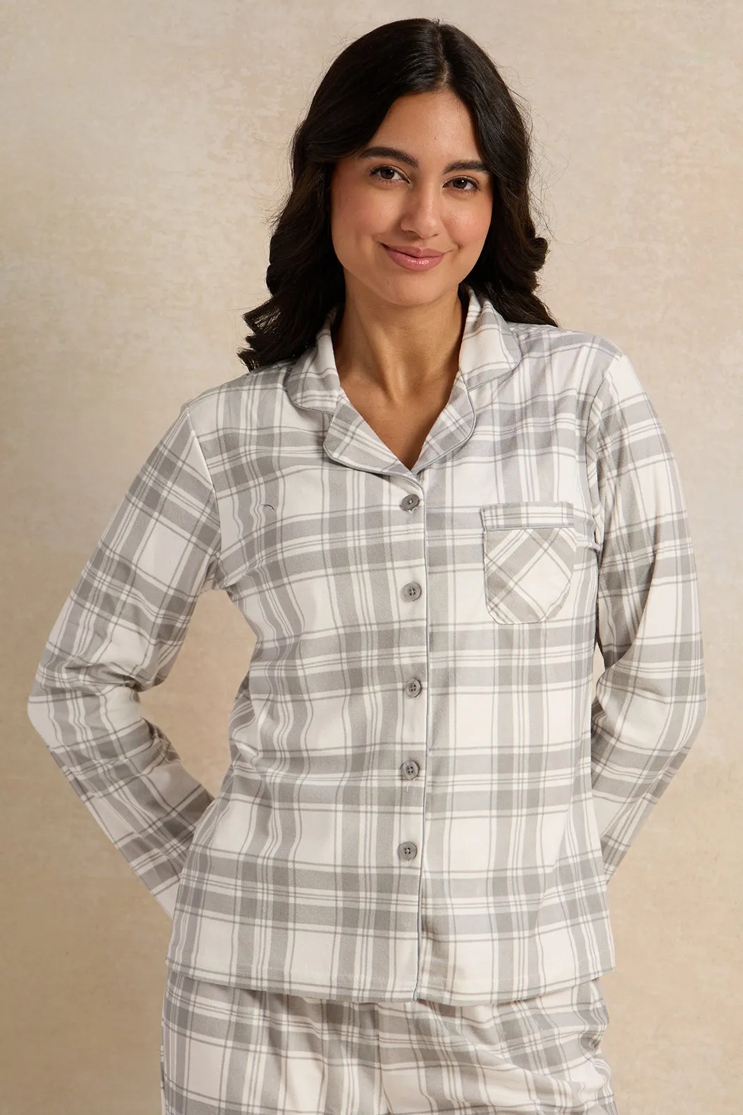Women White Checkered Pajama Set (2 Piece) sold by Redtag product image thumbnail 2