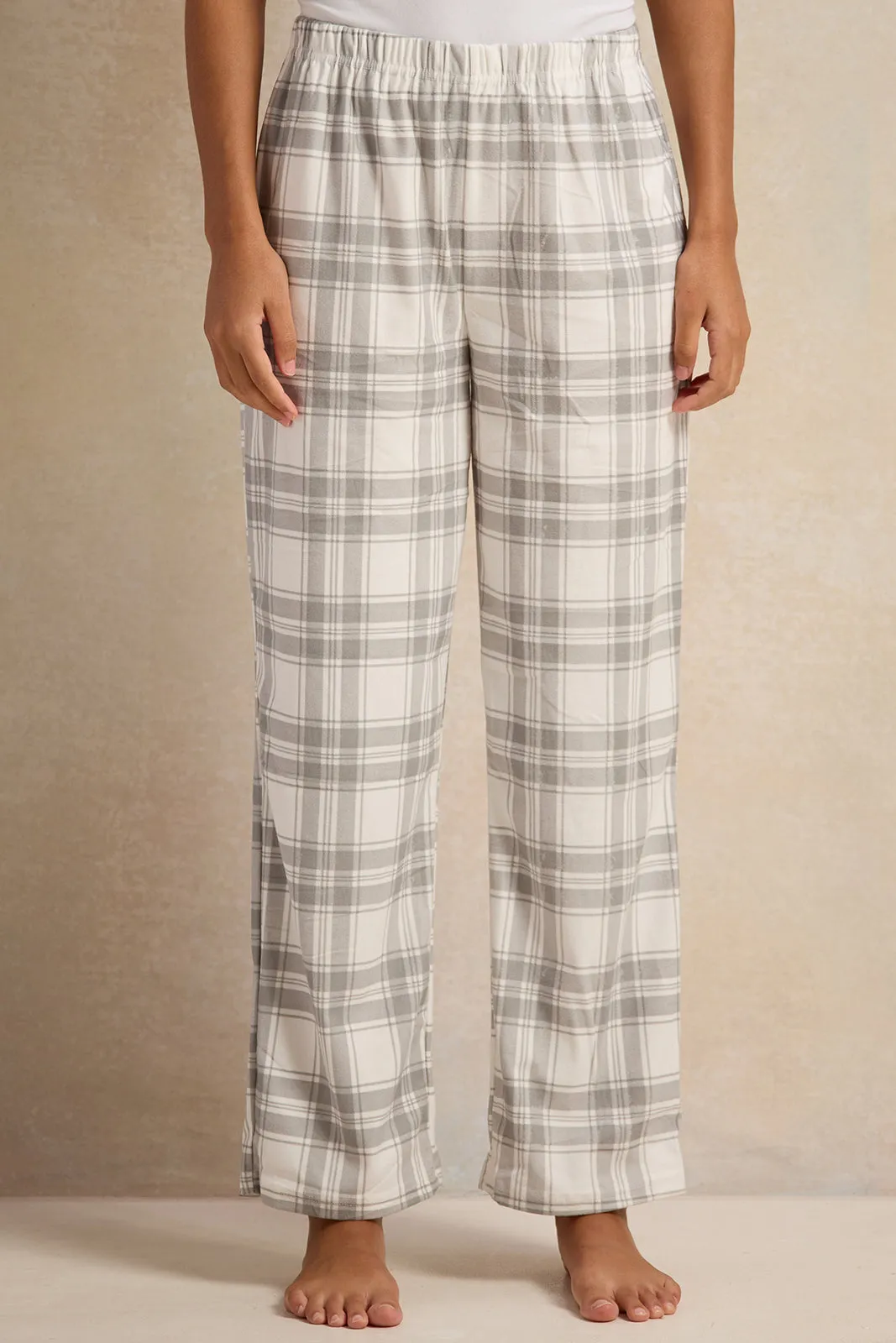 Women White Checkered Pajama Set (2 Piece) sold by Redtag product image thumbnail 3