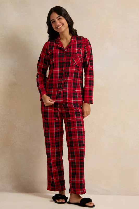 Women Red Flannel Table Pyjama Set (2 Piece) sold by Redtag