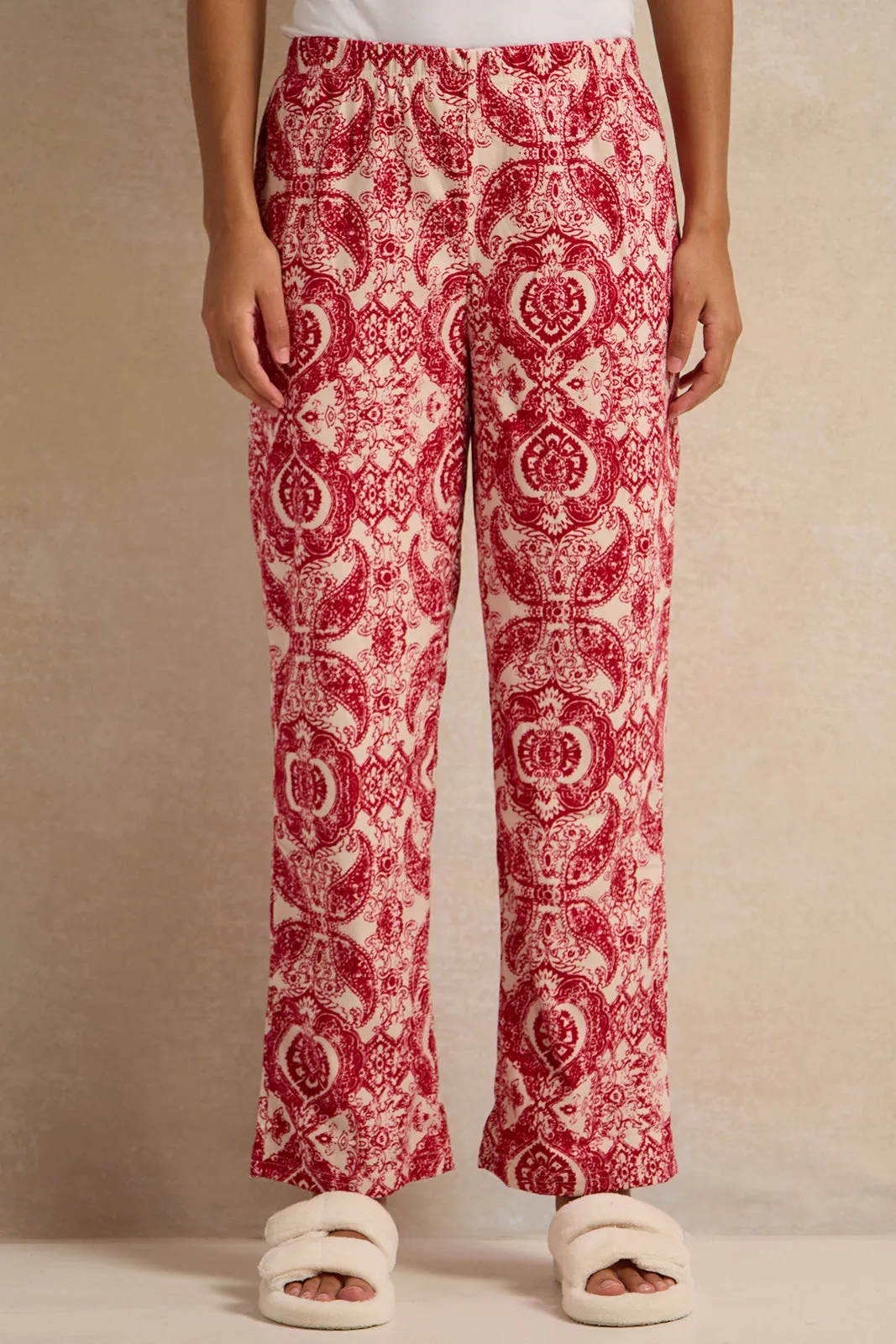 Women Red And White Flannel Table Pyjama Set (2 Piece) sold by Redtag product image thumbnail 3